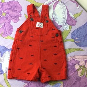 NWOT Carter’s Baby I’m Rolling with my Daddy Cars print Red Overalls Unsex